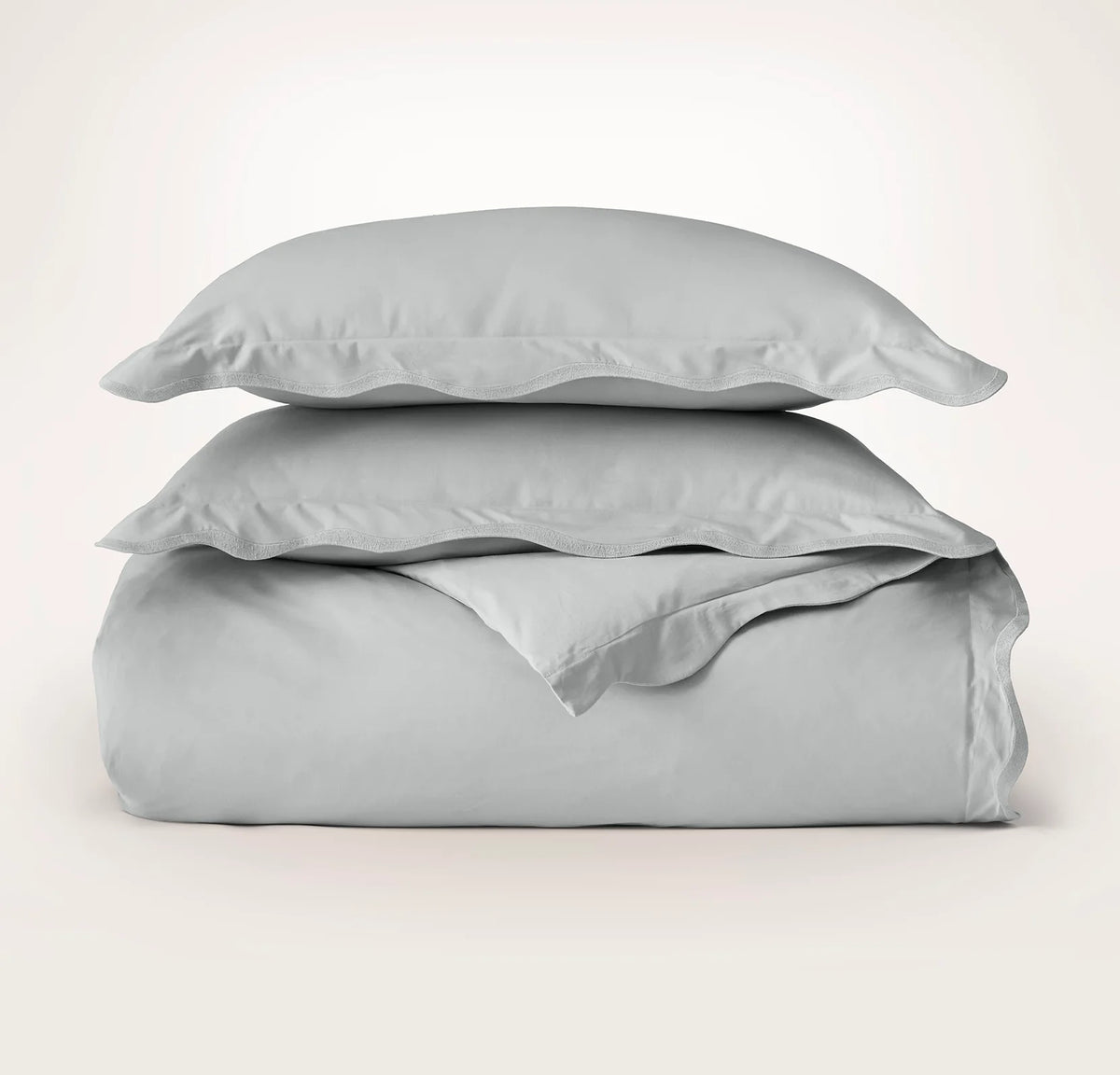 Percale Embellished Duvet Set - Shore/Shore Curved Edge