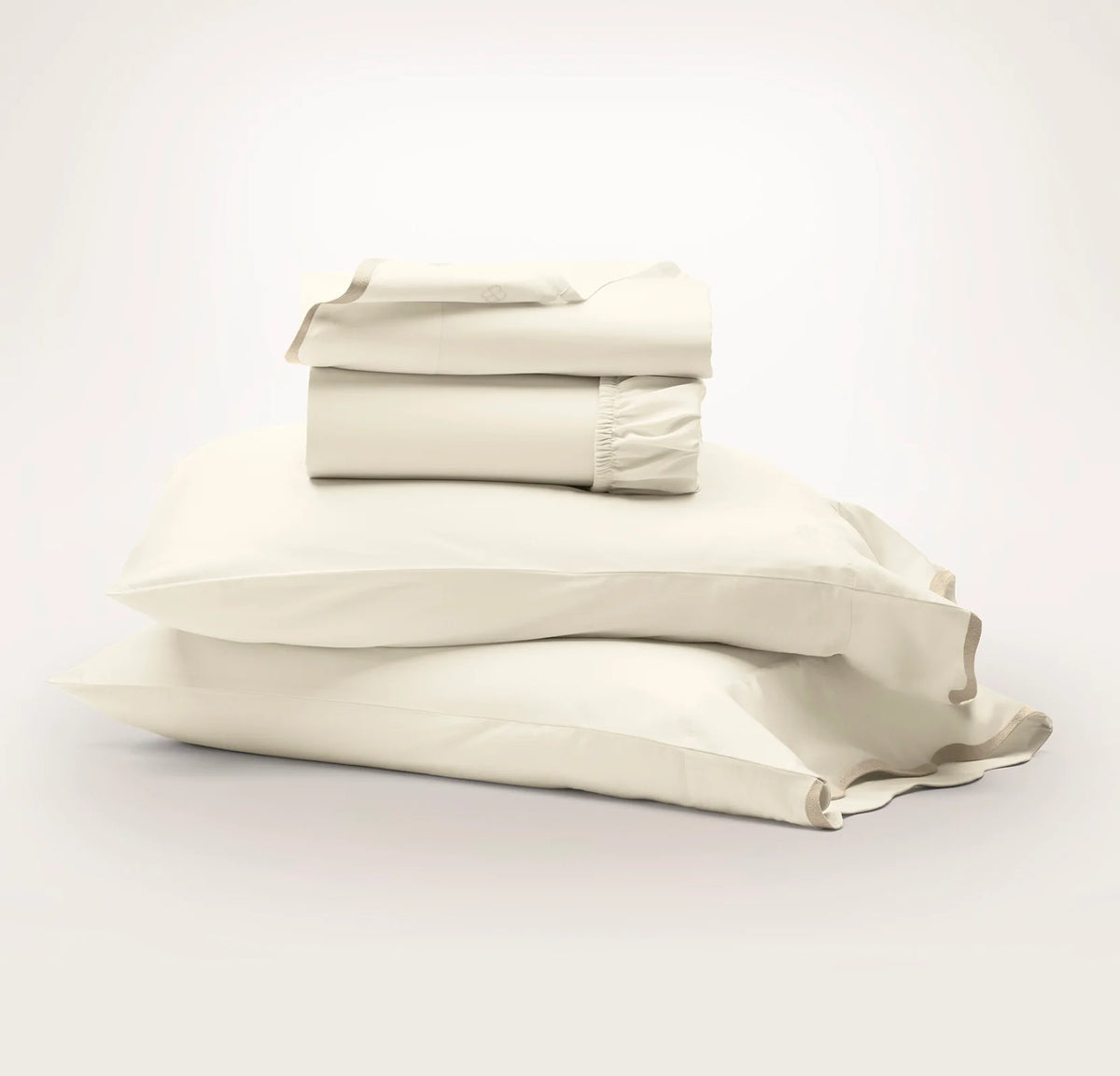 Signature Embellished Sheet Set - Cream/Sand Curved Edge