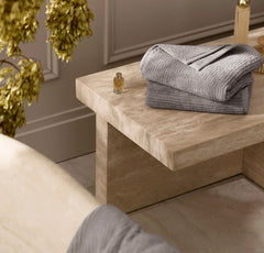Turkish Ribbed Hand Towels (Pair) - Stone