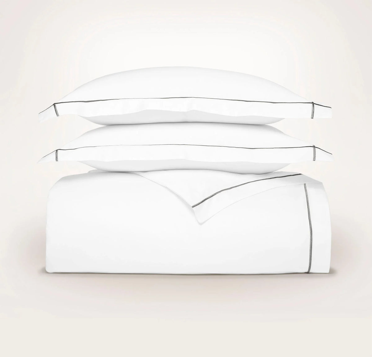 Signature Embellished Duvet Set - White/Stone Embroidered