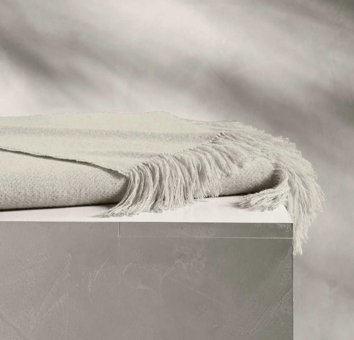 Alpaca Pin Check Oversized Throw Blanket - Ivory/Pewter