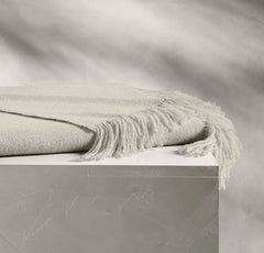 Alpaca Pin Check Oversized Throw Blanket - Ivory/Pewter