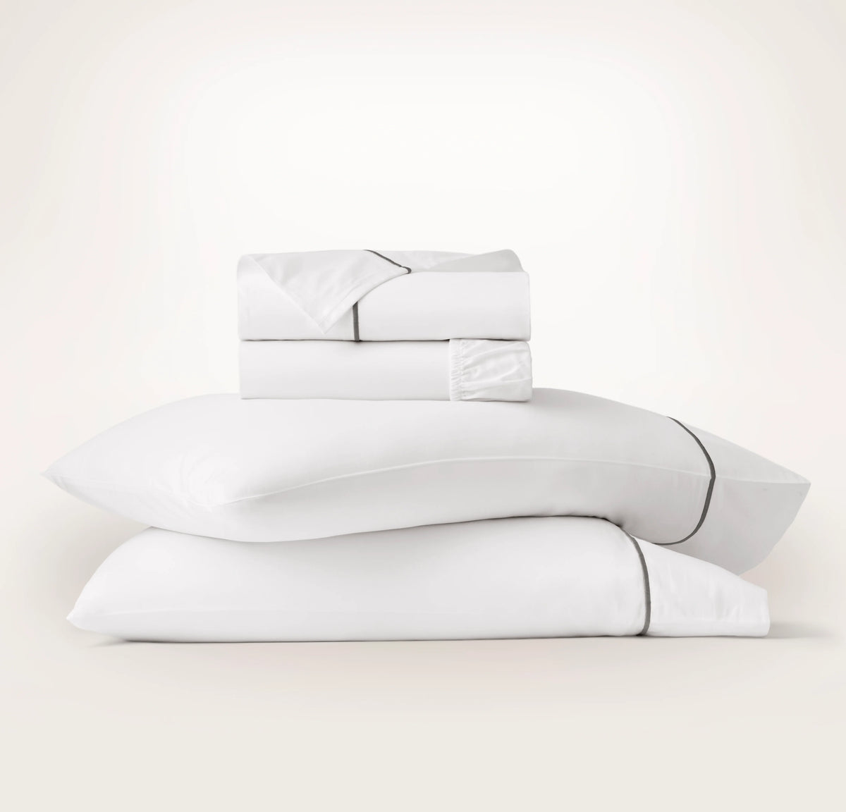 Signature Embellished Sheet Set - White/Stone Embroidered