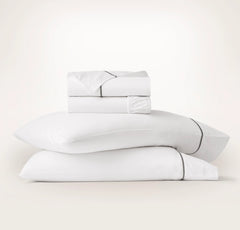 Signature Embellished Sheet Set - White/Stone Embroidered