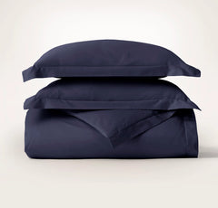 Percale Hemmed Duvet Set - Coastal Navy