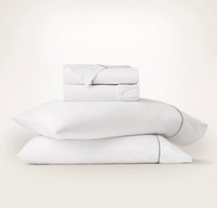 Signature Embellished Sheet Set - White/Shore Embroidered