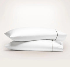 Signature Embellished Pillowcase Set - White/Stone Embroidered
