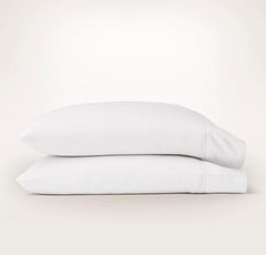 Percale Embellished Pillowcase Set - White/White Embroidered