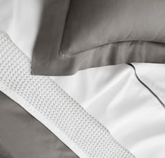 Percale Hemmed Duvet Set - Stone