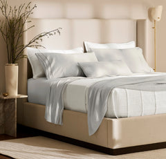 Signature Embellished Pillowcase Set - Mist/Mist Ladder Stitch