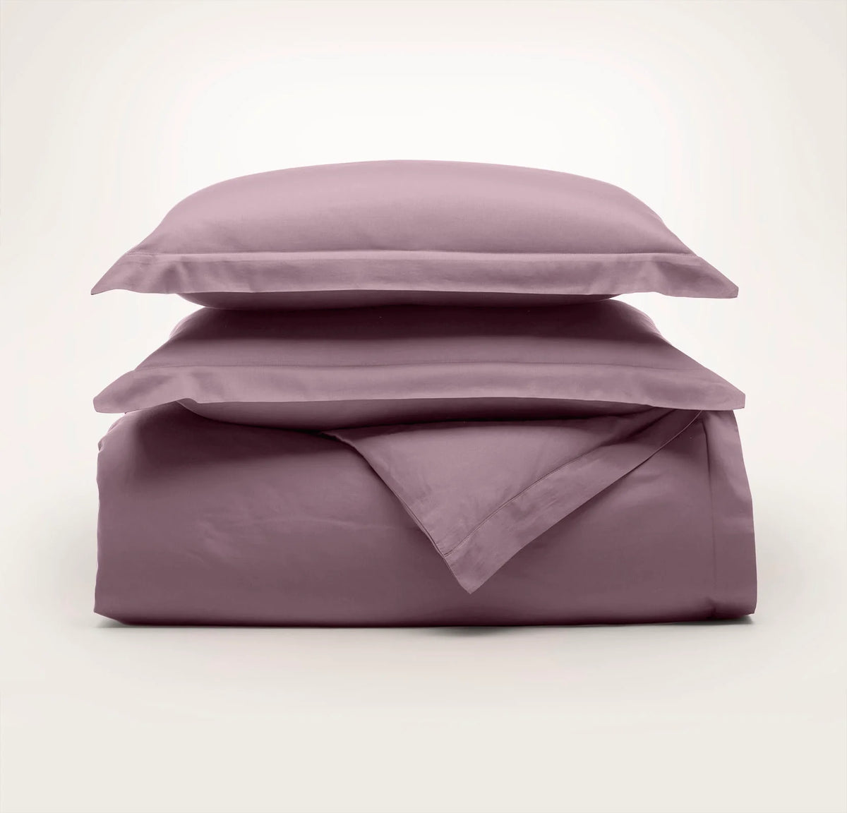 Percale Hemmed Duvet Set - Plum