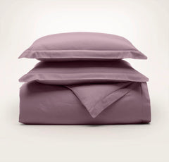 Percale Hemmed Duvet Set - Plum