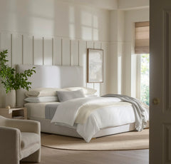 Percale Embellished Sheet Set - Cream/Cream Piped Edge