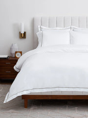 Signature Embellished Duvet Set - White/Stone Embroidered