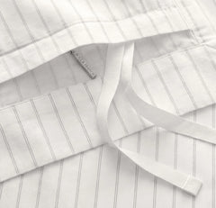Percale Hemmed Duvet Set - White/Pewter Simple Stripe