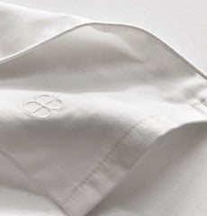 Percale Embellished Sheet Set - White/White Piped Edge