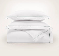 Percale Embellished Duvet Set - White/Shore Embroidered