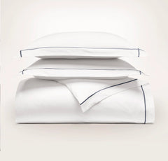 Percale Embellished Duvet Set - White/Mineral Embroidered