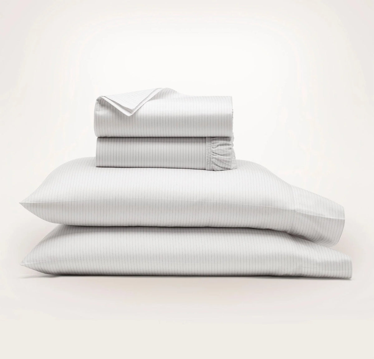 Signature Hemmed Sheet Set - White/Mineral Delicate Stripe