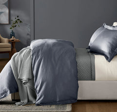 Percale Hemmed Duvet Set - Mineral