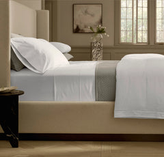 Percale Embellished Sheet Set - White/White Embroidered