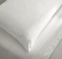 Percale Embellished Duvet Set - White/White Piped Edge