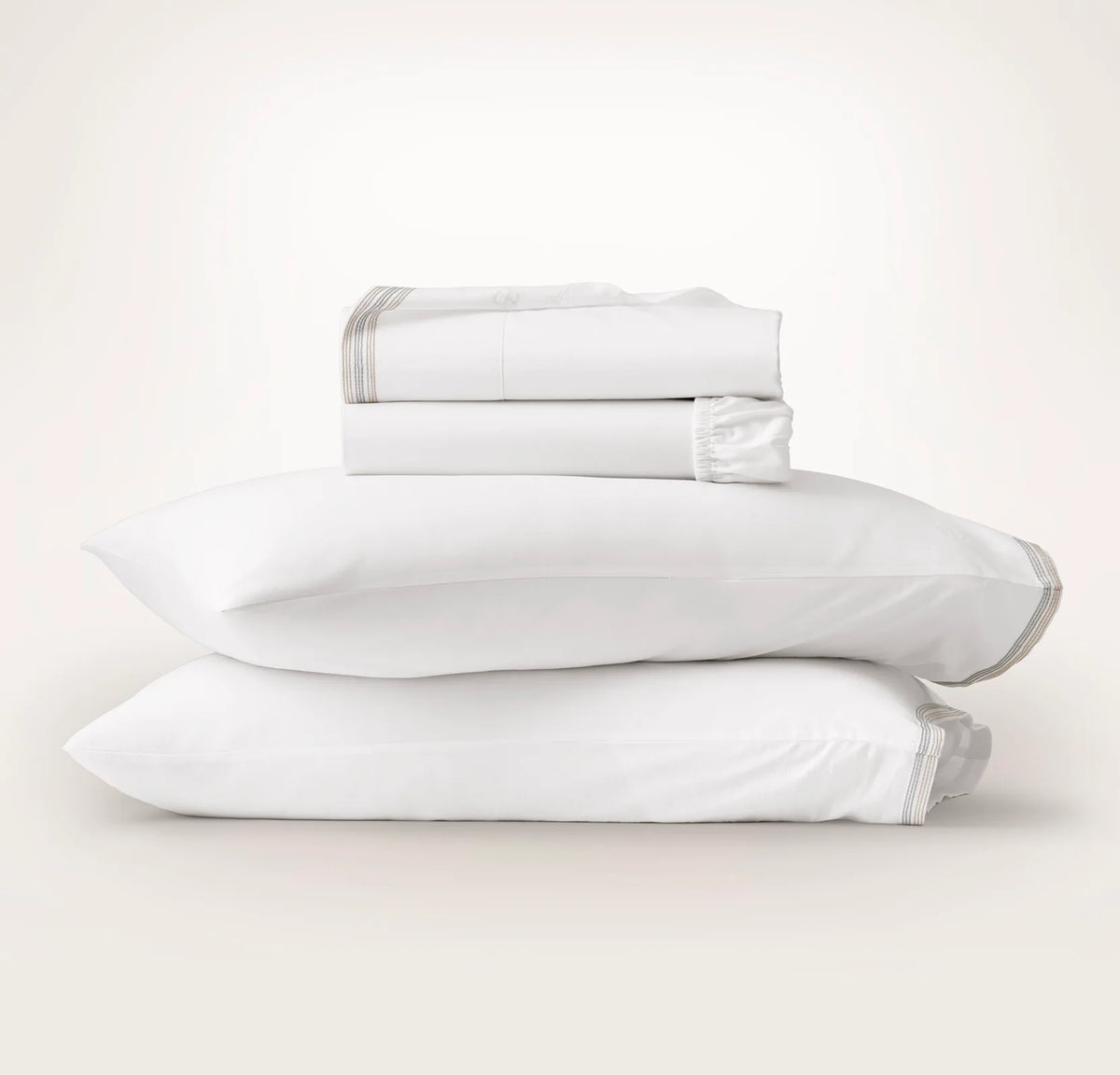 Signature Embellished Sheet Set - White/Shore/Sand Sail Stitch