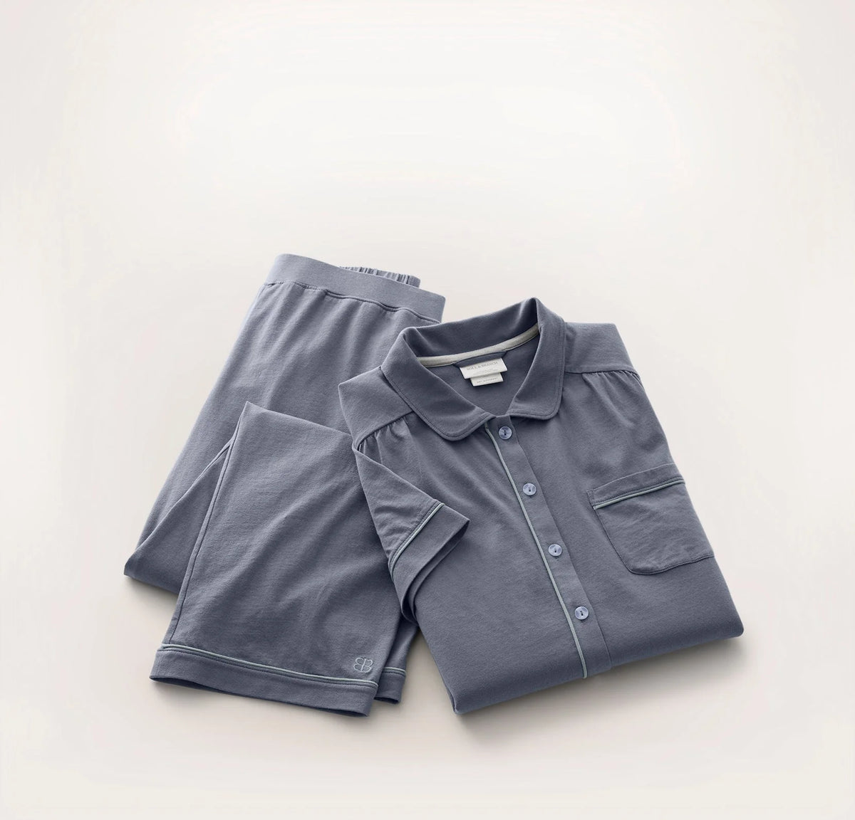 Soft Knit Short Sleeve & Pants Pajama Set - Mineral