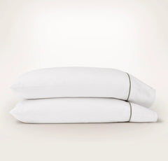 Percale Embellished Pillowcase Set - White/Oak Embroidered