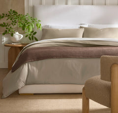 Signature Embellished Duvet Set - Oak/Walnut Piped Edge