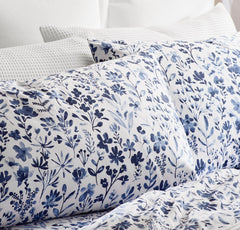 Signature Hemmed Pillowcase Set - Navy Botanical