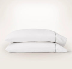 Percale Embellished Pillowcase Set - White/Shore Embroidered