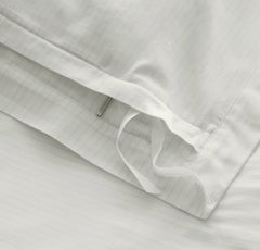 Signature Hemmed Duvet Set - White/Oak Delicate Stripe