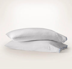 Signature Embellished Pillowcase Set - White/Hydrangea Curved Edge