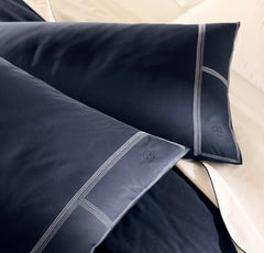 Signature Embellished Duvet Set - Coastal Navy/White Sail Stitch