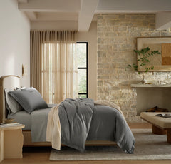 Signature Hemmed Duvet Set - Stone