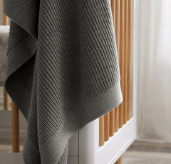Ribbed Knit Baby Blanket - Heathered Stone