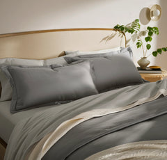 Signature Hemmed Duvet Set - Stone