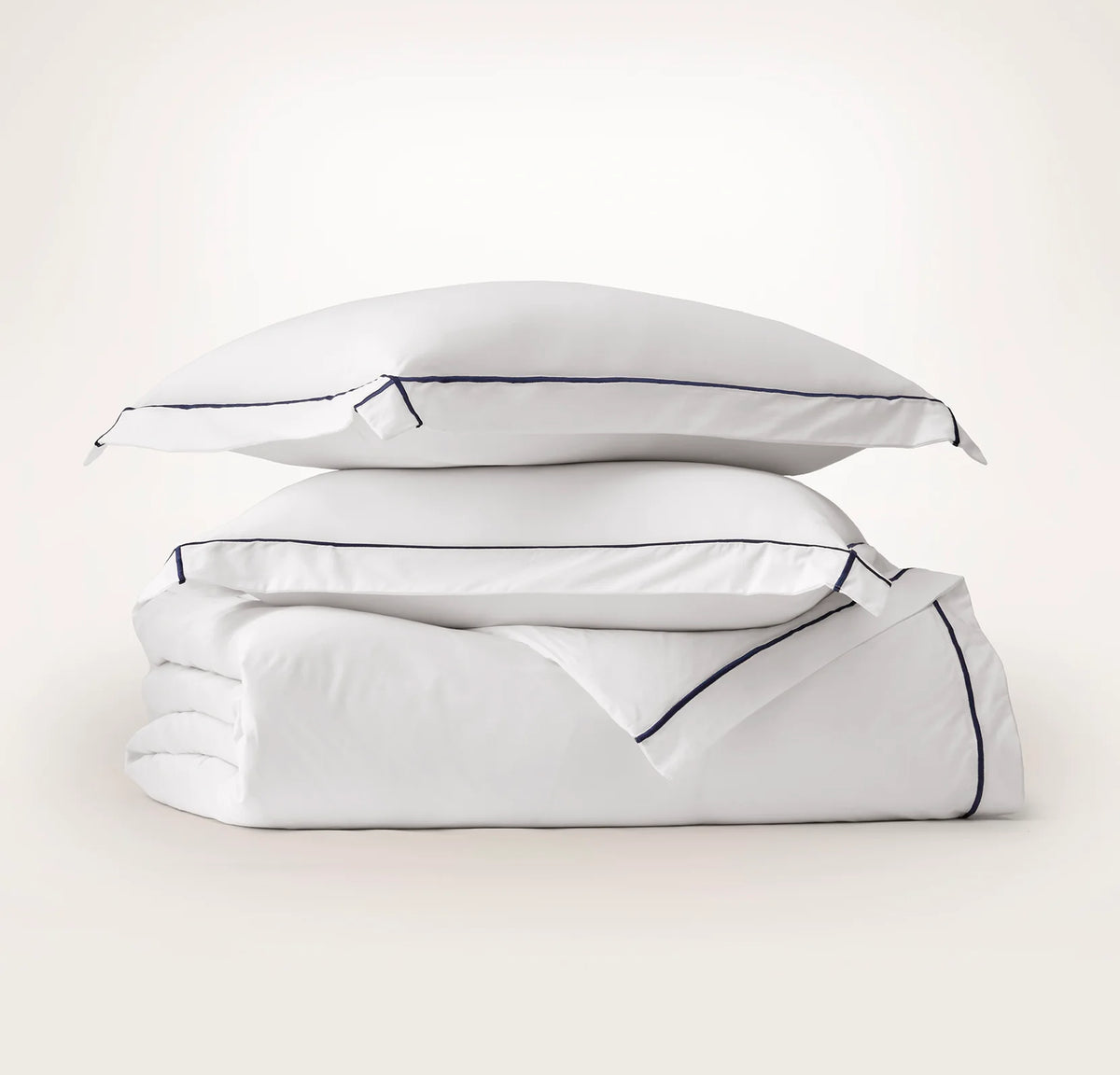 Signature Embellished Duvet Set - White/Coastal Navy Embroidered