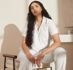 Signature Short Sleeve & Pants Pajama Set - White