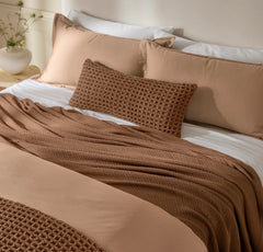 Modern Crochet Bed Blanket - Chestnut