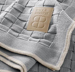 Basketweave Knit Throw Blanket - Shore/Sand