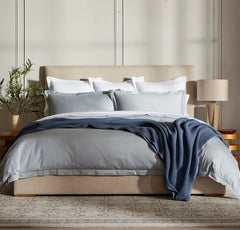 Percale Hemmed Duvet Set - Shore