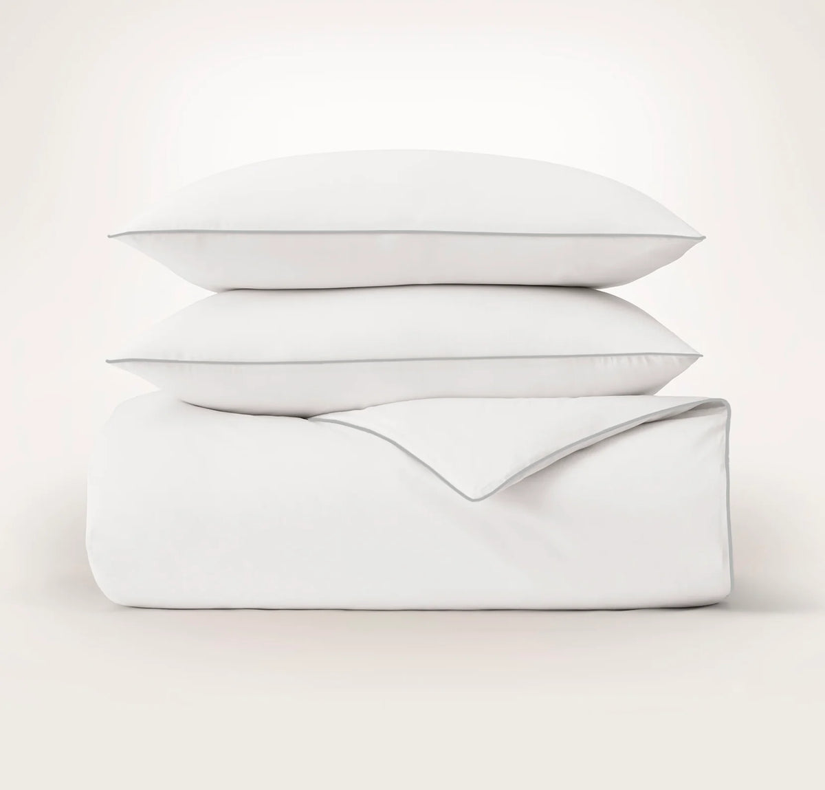 Signature Embellished Duvet Set - White/Shore Piped Edge
