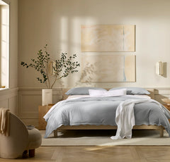 Percale Embellished Duvet Set - Shore/Shore Curved Edge