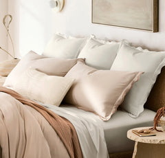 Signature Embellished Sham - White/White Curved Edge