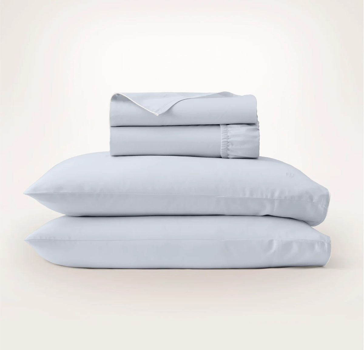 Percale Embellished Sheet Set - Hydrangea/White Piped Edge