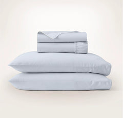 Percale Embellished Sheet Set - Hydrangea/White Piped Edge