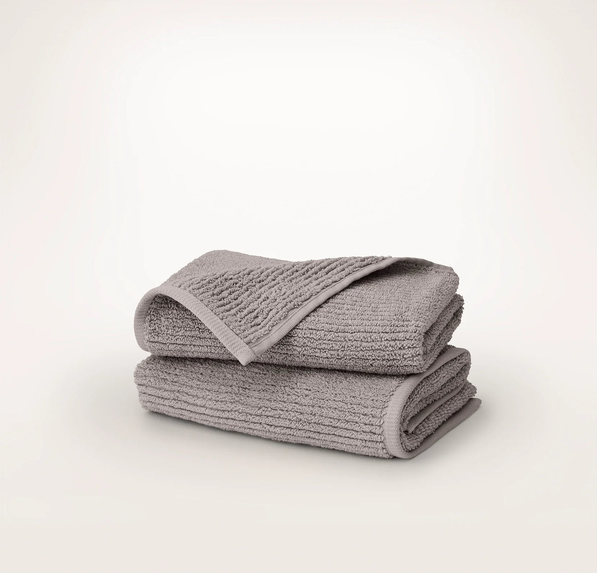 Turkish Ribbed Hand Towels (Pair) - Stone