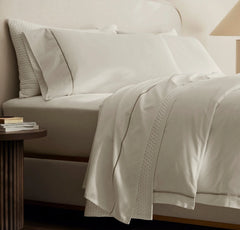 Signature Embellished Sheet Set - White/Oak Embroidered